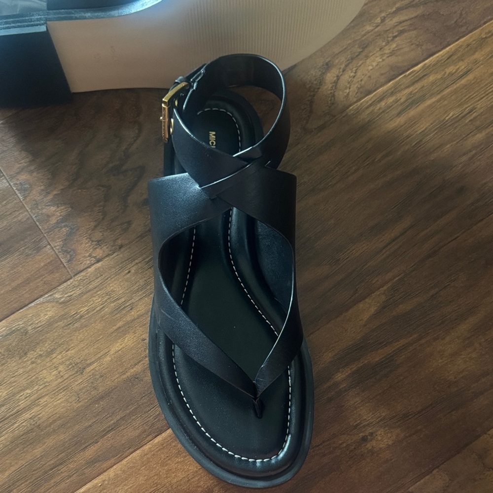 Michael Kors Black Leather Sandals - Picture 5 of 7